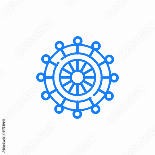 ship wheel blue icon sign vector