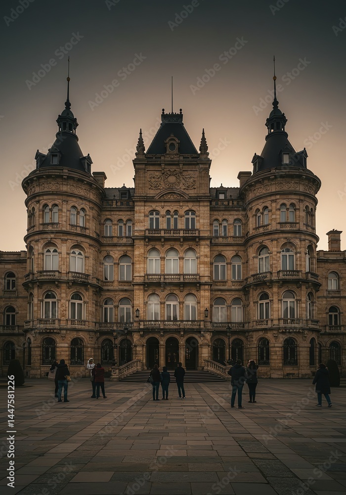 Fototapeta premium Large Building with Group of People