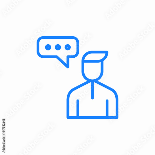user speech communication blue icon sign vector