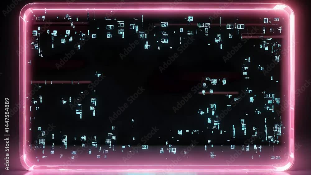 Neon Pink Border with Digital Glitch Effect Cyberpunk Frame Design Neon Pink Border with Digital Glitch Effect Cyberpunk Frame Design