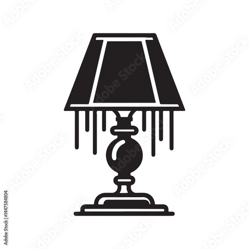 Lamp Silhouette Vector Illustration, Solid White Background.