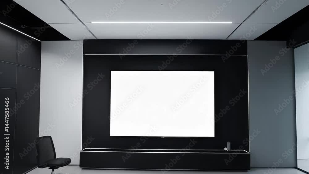 Modern Conference Room with White Projection Screen Minimalist Interior Design Modern Conference Room with White Projection Screen Minimalist Interior Design