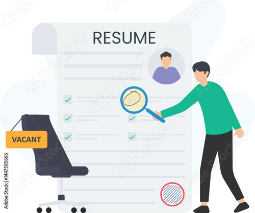 Human resources manager or recruiter, applicant resume or job application, vacant position or open role, candidate evaluation or profile screening, job qualifications or skills assessment, career expe