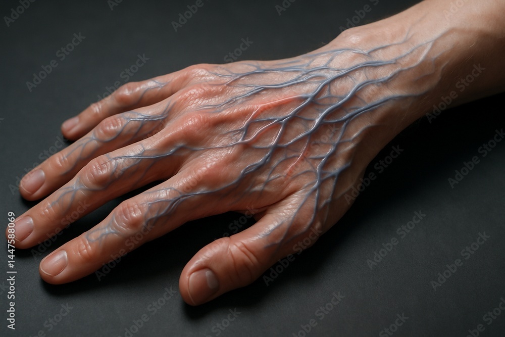 Fototapeta premium Detailed Human Hand with Prominent Blue Veins