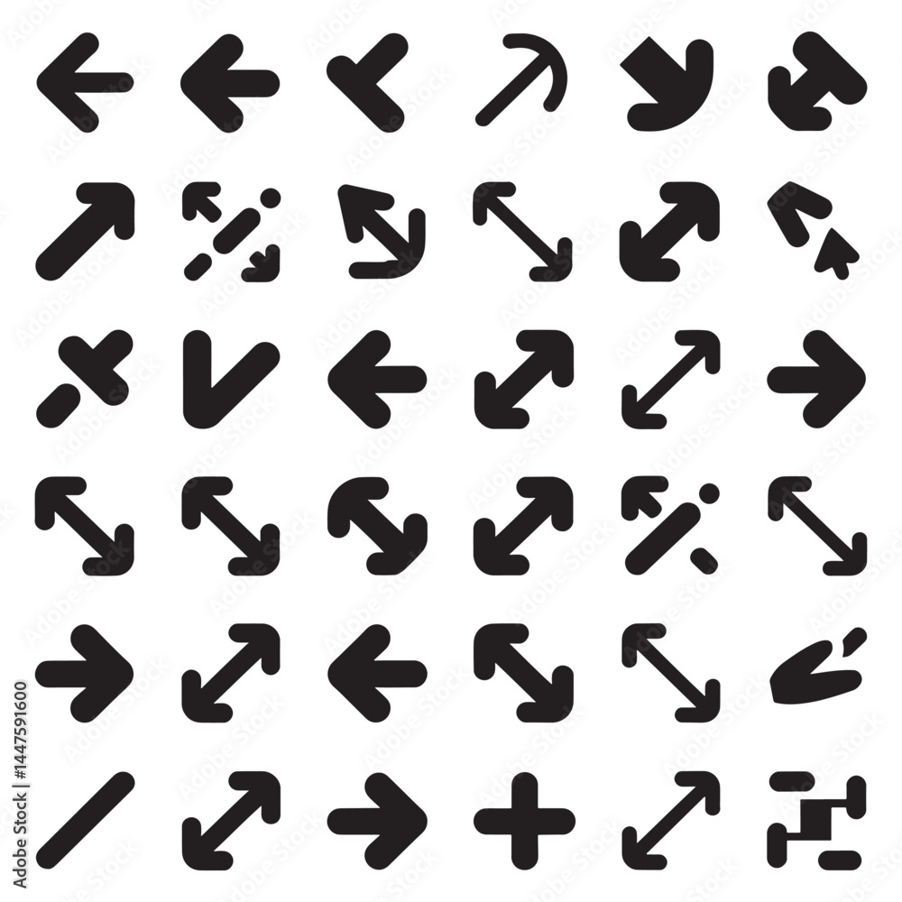 Arrows icon set vector, Arrow vector icon set in thin line style. Arrows icon set vector, Arrow vector icon set in thin line style.