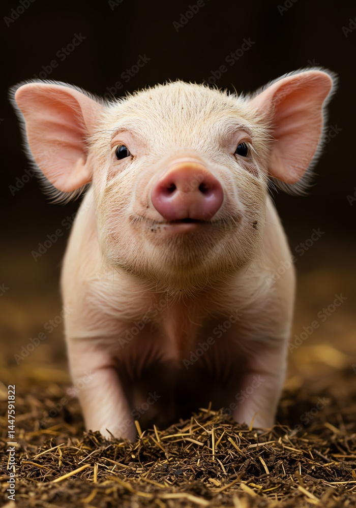 Cute Pink Piglet Looking at Camera Cute Pink Piglet Looking at Camera