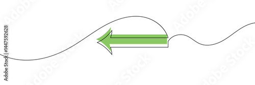Arrow pointing right and Left, line continuous drawing vector. One line Arrow pointing right, vector background. Arrow pointing right, icon. Continuous outline of a Arrow pointing right. EPS 10 .