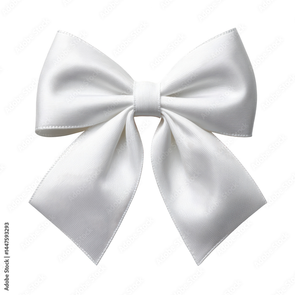 White ribbon bow with elegant texture and soft fabric, perfect for decoration and gift wrapping with delicate appearance White ribbon bow with elegant texture and soft fabric, perfect for decoration and gift wrapping with delicate appearance