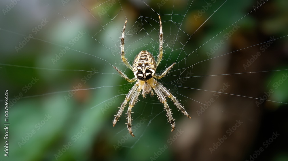 Garden Spider on Web: Detailed Arachnid Portrait Garden Spider on Web: Detailed Arachnid Portrait