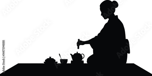 Tea Ceremony Silhouette Vector