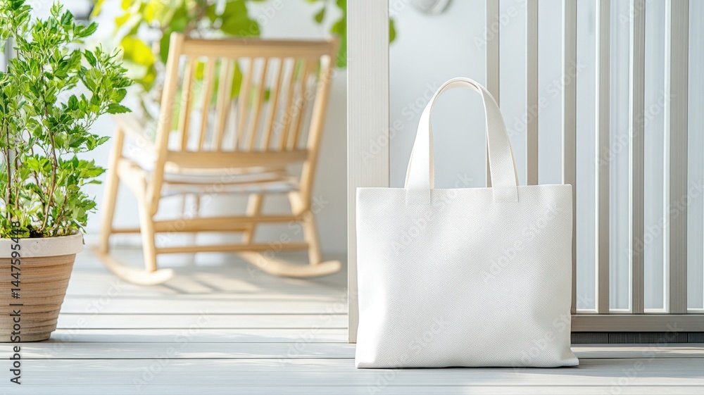 Natural White Tote Bag Mockup on Porch with Rocking Chair tote bag mockup white bag canvas bag porch Natural White Tote Bag Mockup on Porch with Rocking Chair tote bag mockup white bag canvas bag porch