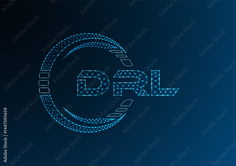 Naklejka premium DRL low poly letter logo vector design. DRL lower poly logo design.