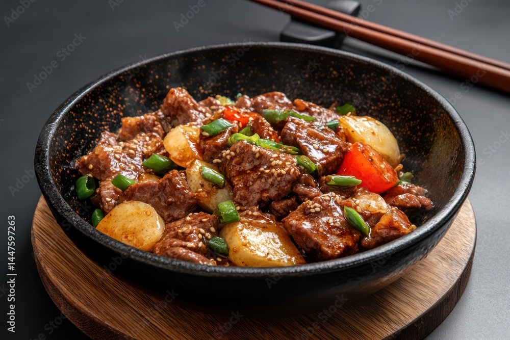 Wok with Sizzling Beef Stir-Fry in Soy Sauce Wok with Sizzling Beef Stir-Fry in Soy Sauce