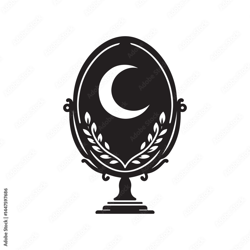 Obraz premium Mirror Silhouette Vector Illustration, Solid White Background.