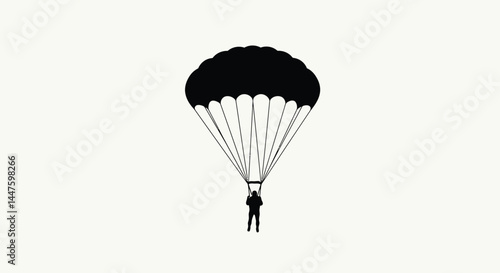 Black and White Parachute Silhouette Vector