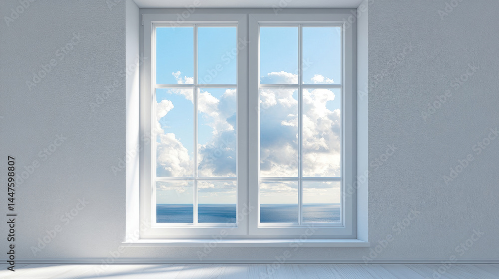 Obraz premium White large panoramic windows. 3d illustration.