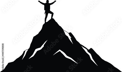 Mountain Climber Silhouette - Peak Achievement