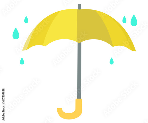 雨と傘。梅雨。ベクターイラスト