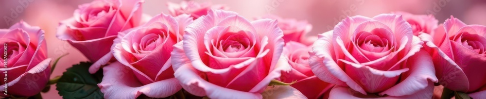 Lush pink rose border, vibrant blooms, soft petals, flora, background, bloom Lush pink rose border, vibrant blooms, soft petals, flora, background, bloom