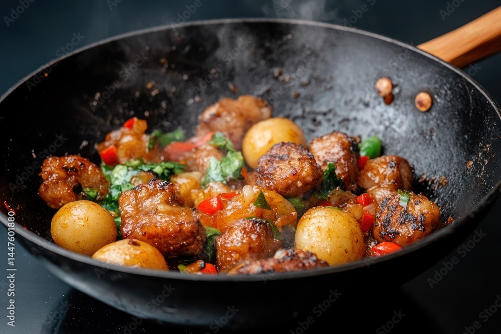 Wok Stir-Frying Sweet and Sour Pork Wok Stir-Frying Sweet and Sour Pork
