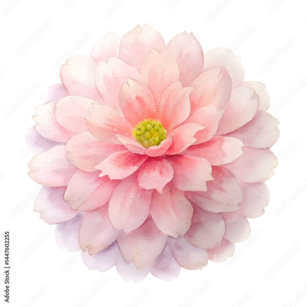Fototapeta premium watercolor pink dahlia isolated on white background
