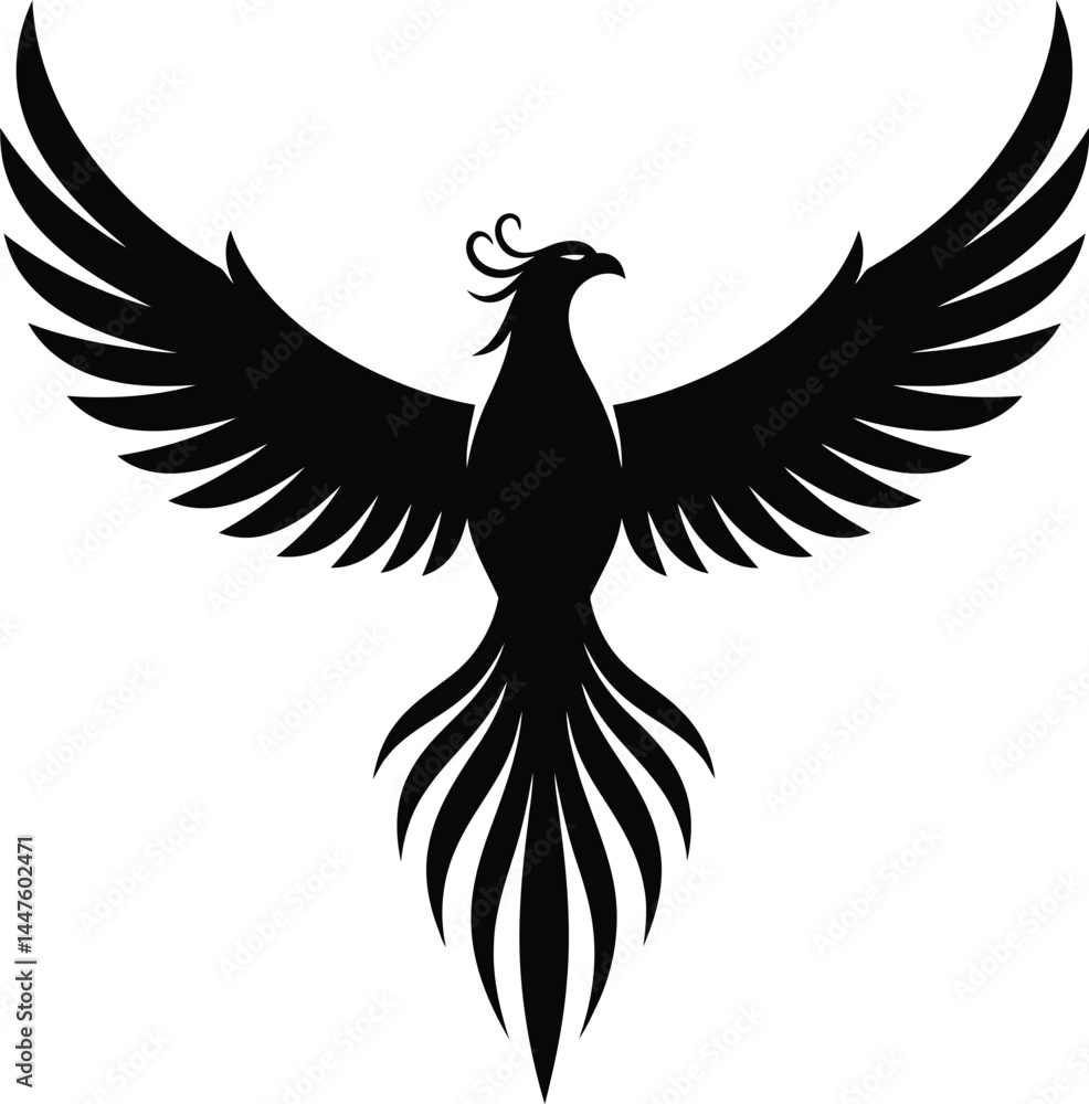 Obraz premium Phoenix Silhouette Rising from Flames