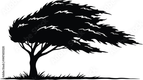 Canvastavla Windswept Tree Silhouette