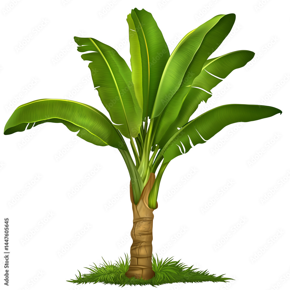 Obraz premium Banana plant with lush green leaves in bright setting