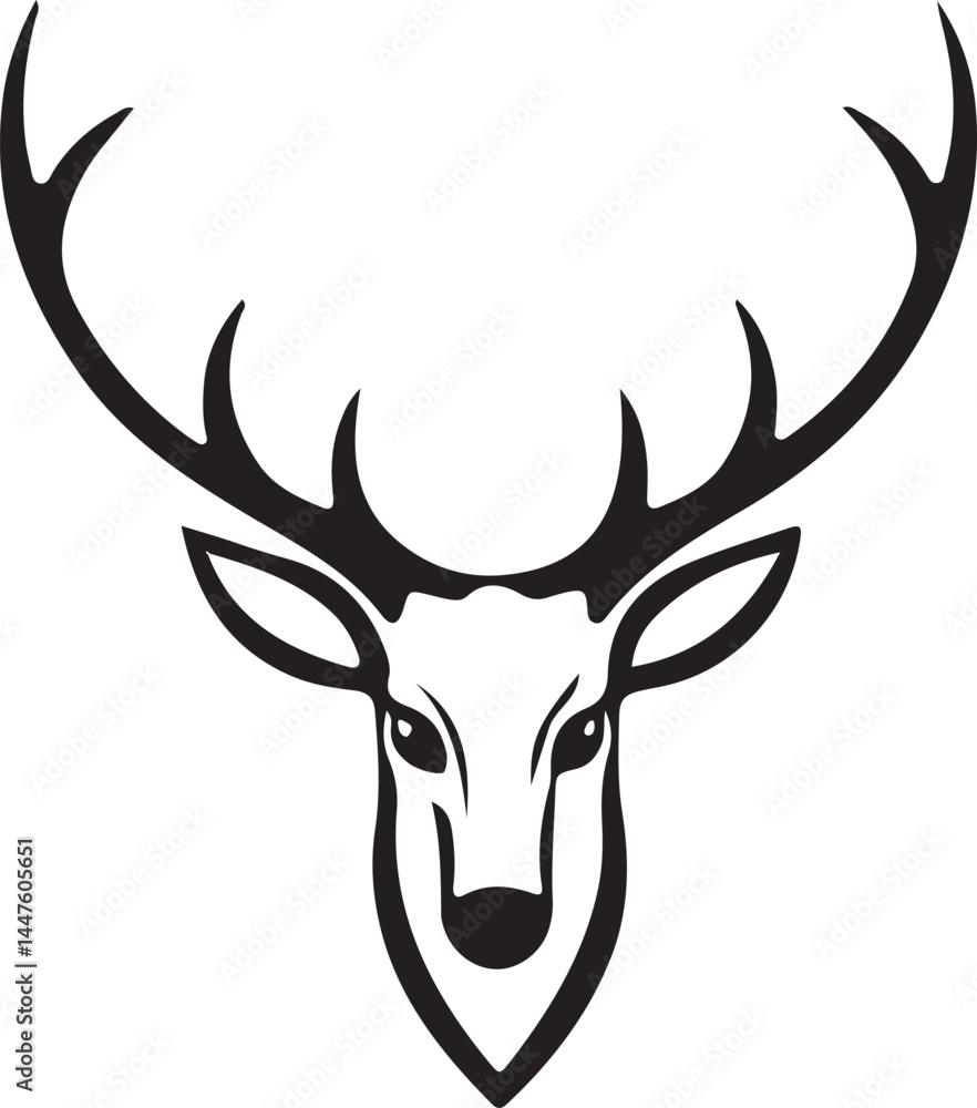 Deer Head Outline – Minimalist Antler Wildlife Vector Art Deer Head Outline – Minimalist Antler Wildlife Vector Art