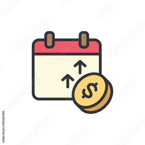 Fiscal year colored icons, minimalist vector illustration ,simple transparent graphic element .Isolated on white background