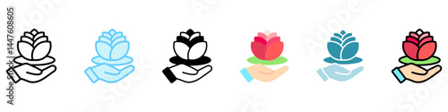 Floating Lotus multi style, mini illustration icon, related to relaxation, spa, wellness and more. Vector EPS 10 for modern concept, print, UI, UX kit, web and app development