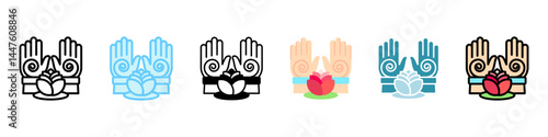 Healing Hand multi style, mini illustration icon, related to relaxation, spa, wellness and more. Vector EPS 10 for modern concept, print, UI, UX kit, web and app development