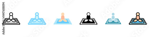 Meditation Mat multi style, mini illustration icon, related to relaxation, spa, wellness and more. Vector EPS 10 for modern concept, print, UI, UX kit, web and app development