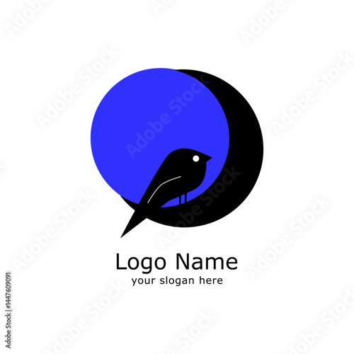 simple moon and bird logo design template