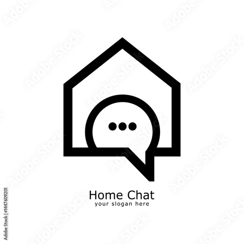 Home house chat logo design simple creative concepts premium