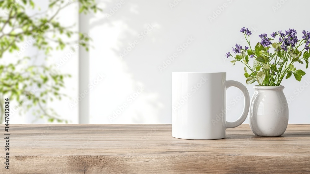 Mug Mockup with Flowers on Wooden Table mug mockup white mug cup coffee mug flowers vase wood table Mug Mockup with Flowers on Wooden Table mug mockup white mug cup coffee mug flowers vase wood table
