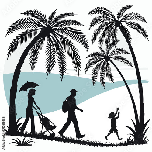 palm tree silhouette on the beach