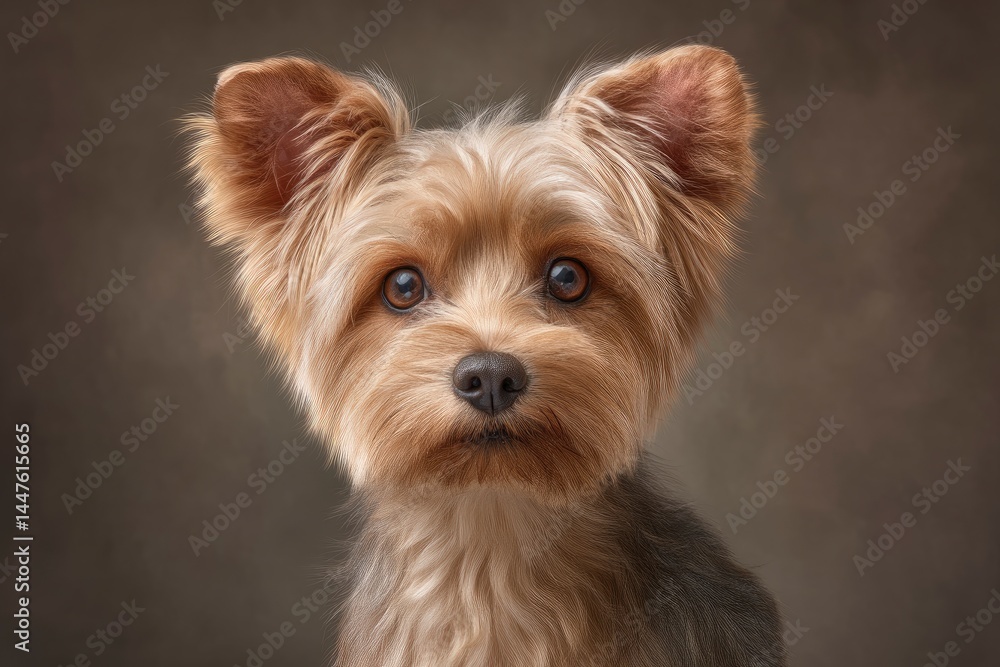 Yorkie Portrait with Light Brown and Dark Brown Fur Yorkie Portrait with Light Brown and Dark Brown Fur