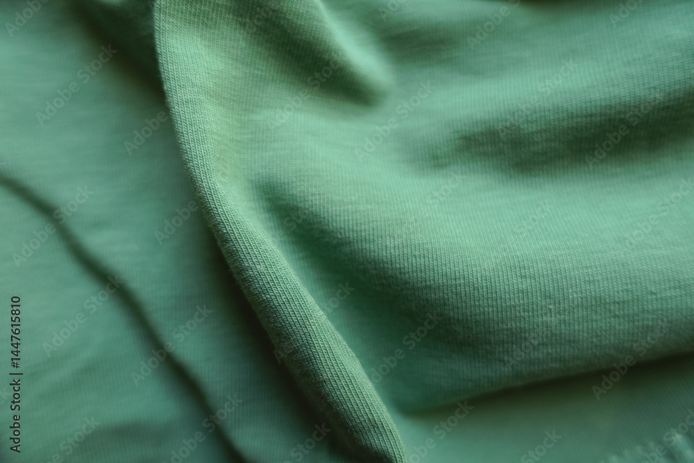 Crumpled simple unprinted juniper green cotton fabric