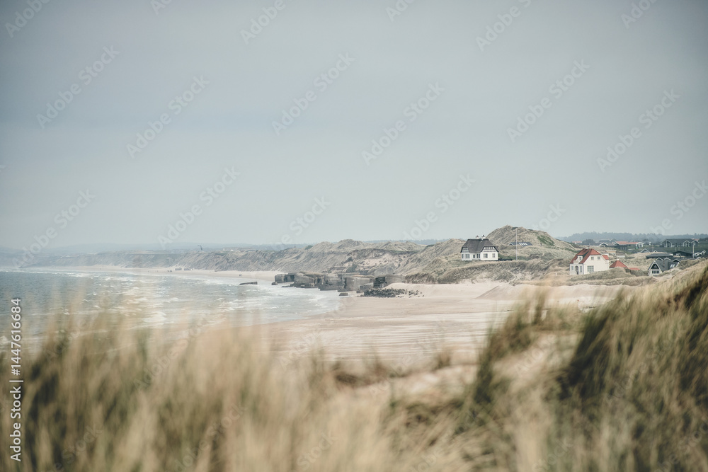 Bunkers at beach of Lokken in northern Denmark. High quality photo Bunkers at beach of Lokken in northern Denmark. High quality photo