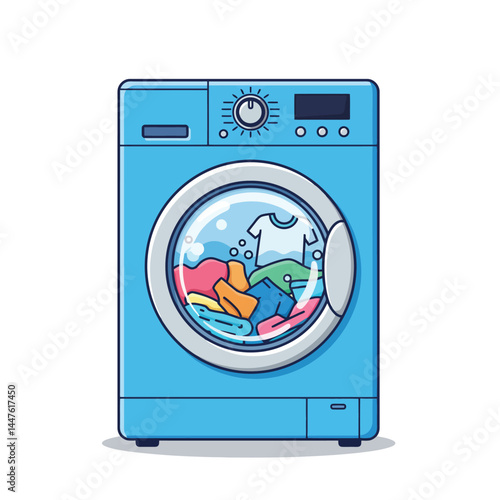 Washing machine flat design style. Vector illustration