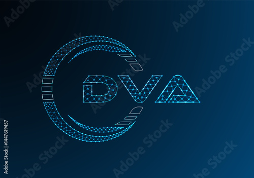 DVA low poly letter logo vector design. DVA lower poly logo design.
