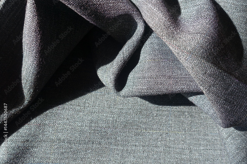 Crumpled thick salt and pepper polyester fabric