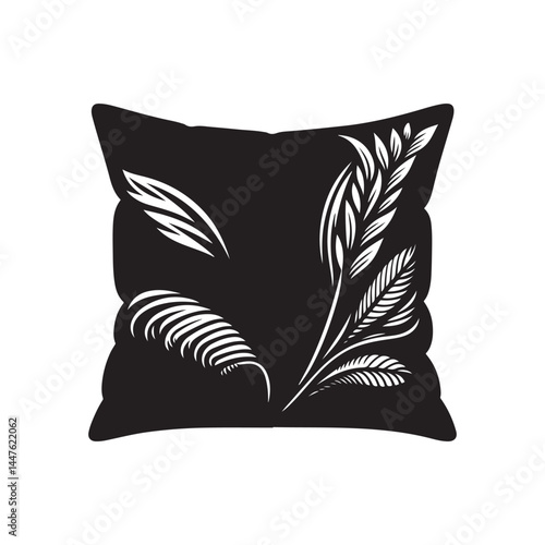 Pillow Silhouette Vector Illustration, Solid White Background.