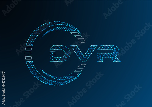 DVR low poly letter logo vector design. DVR lower poly logo design.