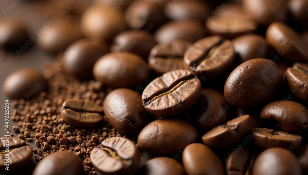 Close-up of coffee beans and chocolate pieces , dessert, beans Close-up of coffee beans and chocolate pieces , dessert, beans