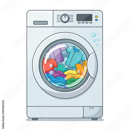 Washing machine flat design style. Vector illustration