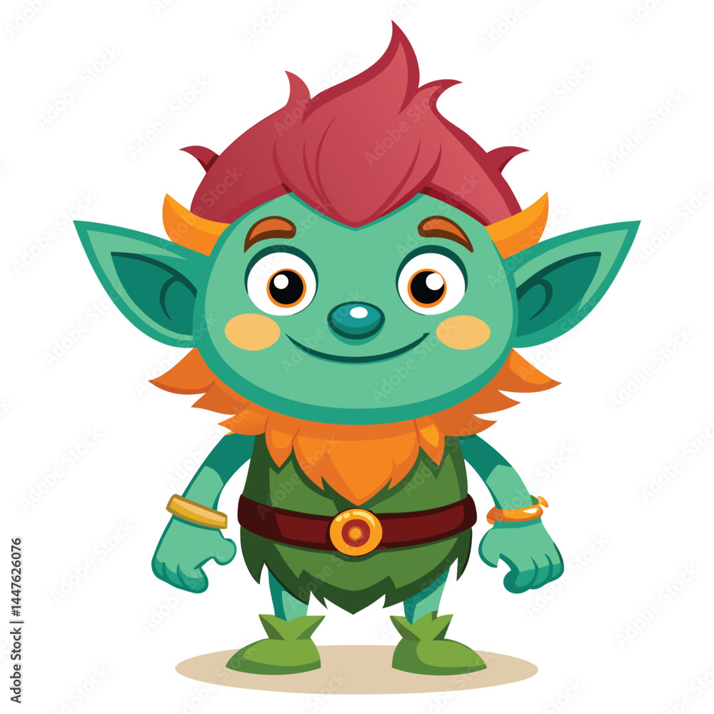 Cute Cartoon Troll Character Isolated on White Background Cute Cartoon Troll Character Isolated on White Background