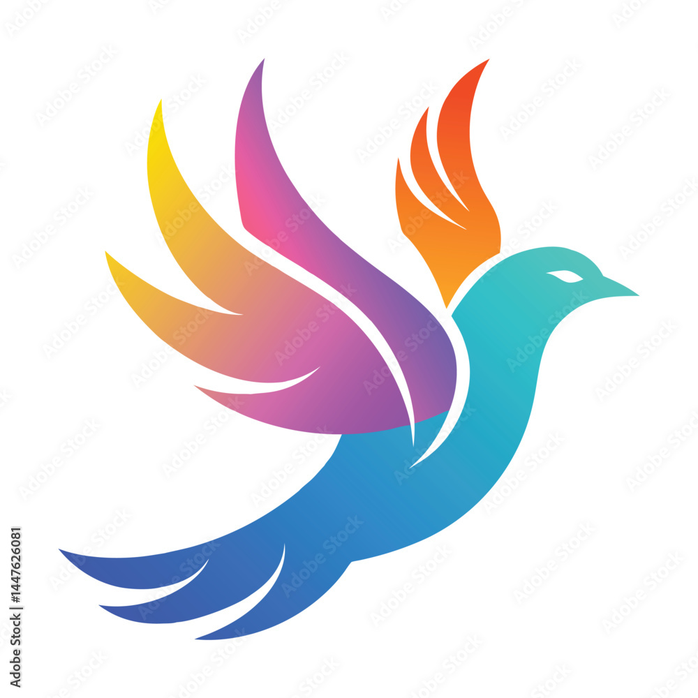 Fototapeta premium Dove colorful gradient logo on white background