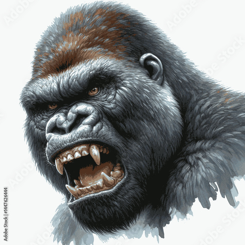 Silverback Fury Wash gorilla angry isolated watercolor vector illustration svg  